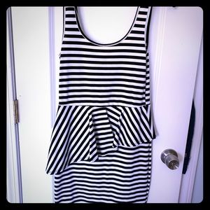 Charlotte Russe Black & White Striped Peplum Dress